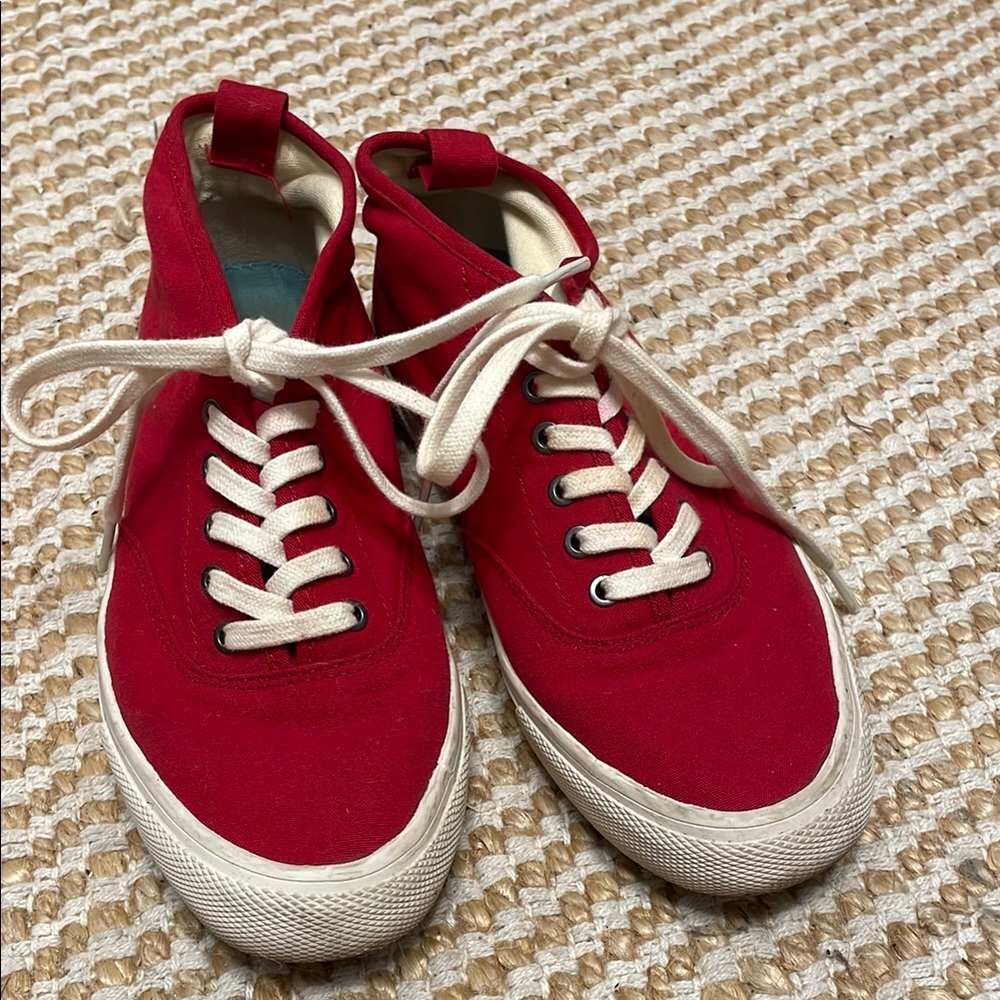 SEAVEES size 8 Red Canvas Sneakers with Cream Laces